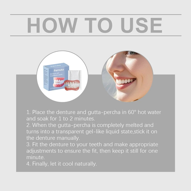 Silicone Temporary Dentures Full Set Fake Teeth
