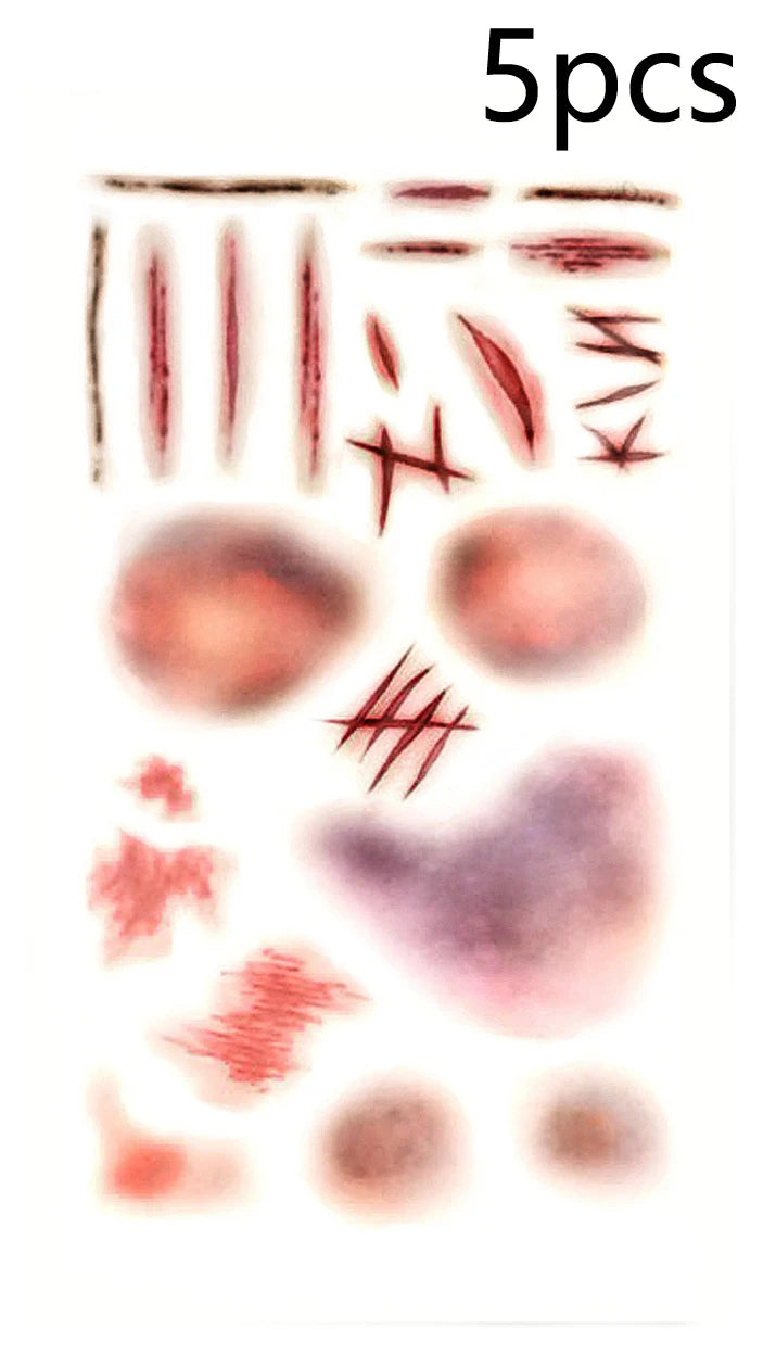 Halloween Scar Tattoos Realistic Blood Clot Makeup Stickers for Cosplay - 16