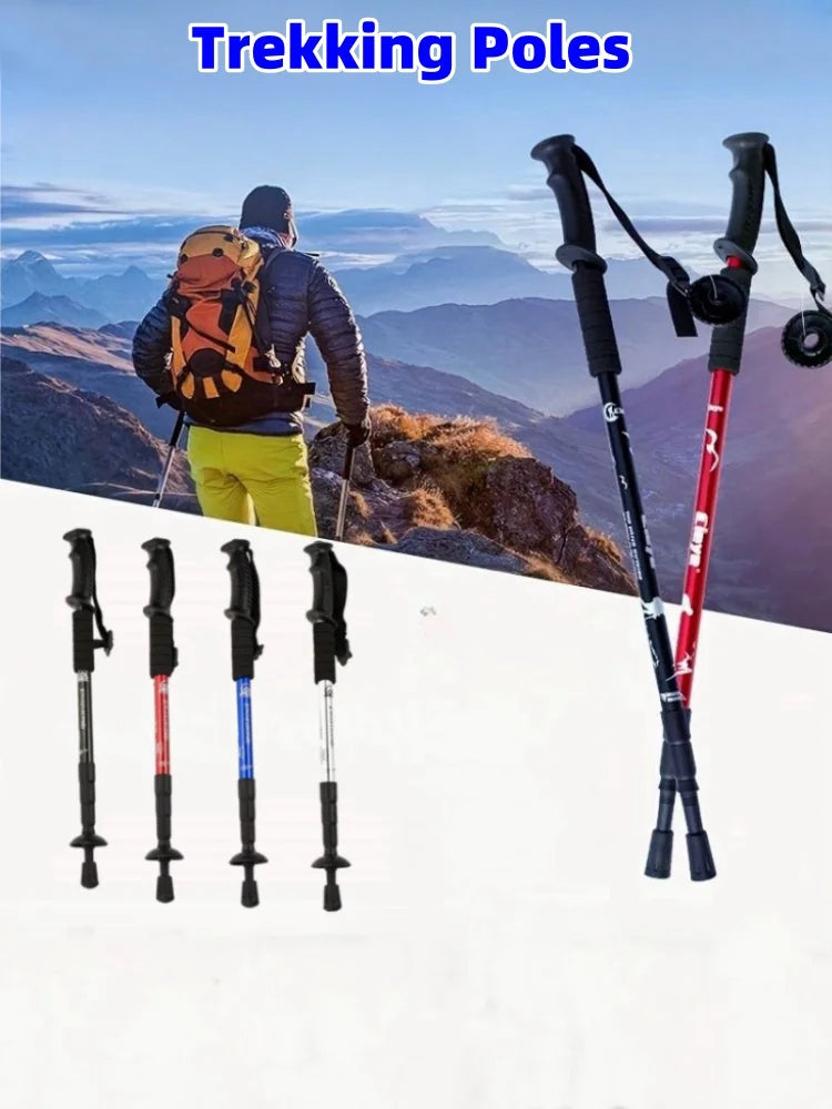Ultralight Foldable Hiking Trekking Poles Shock Absorbing Walking Stick - 7