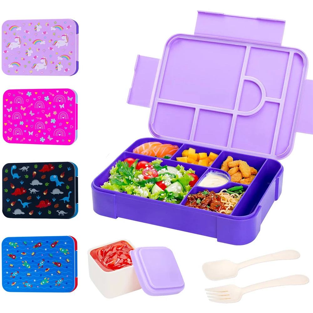 Leak-Proof Bento Lunch Box Set Divided Food Container for Kids