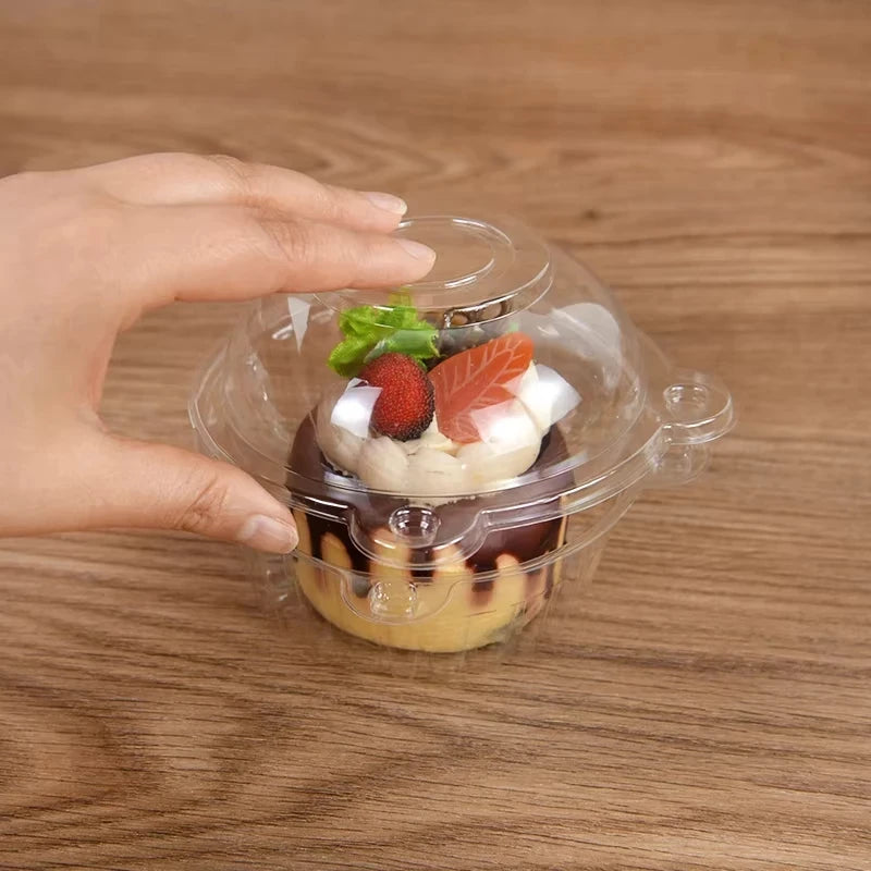 Disposable Cupcake Boxes Clear Plastic Individual Dessert Containers - 2