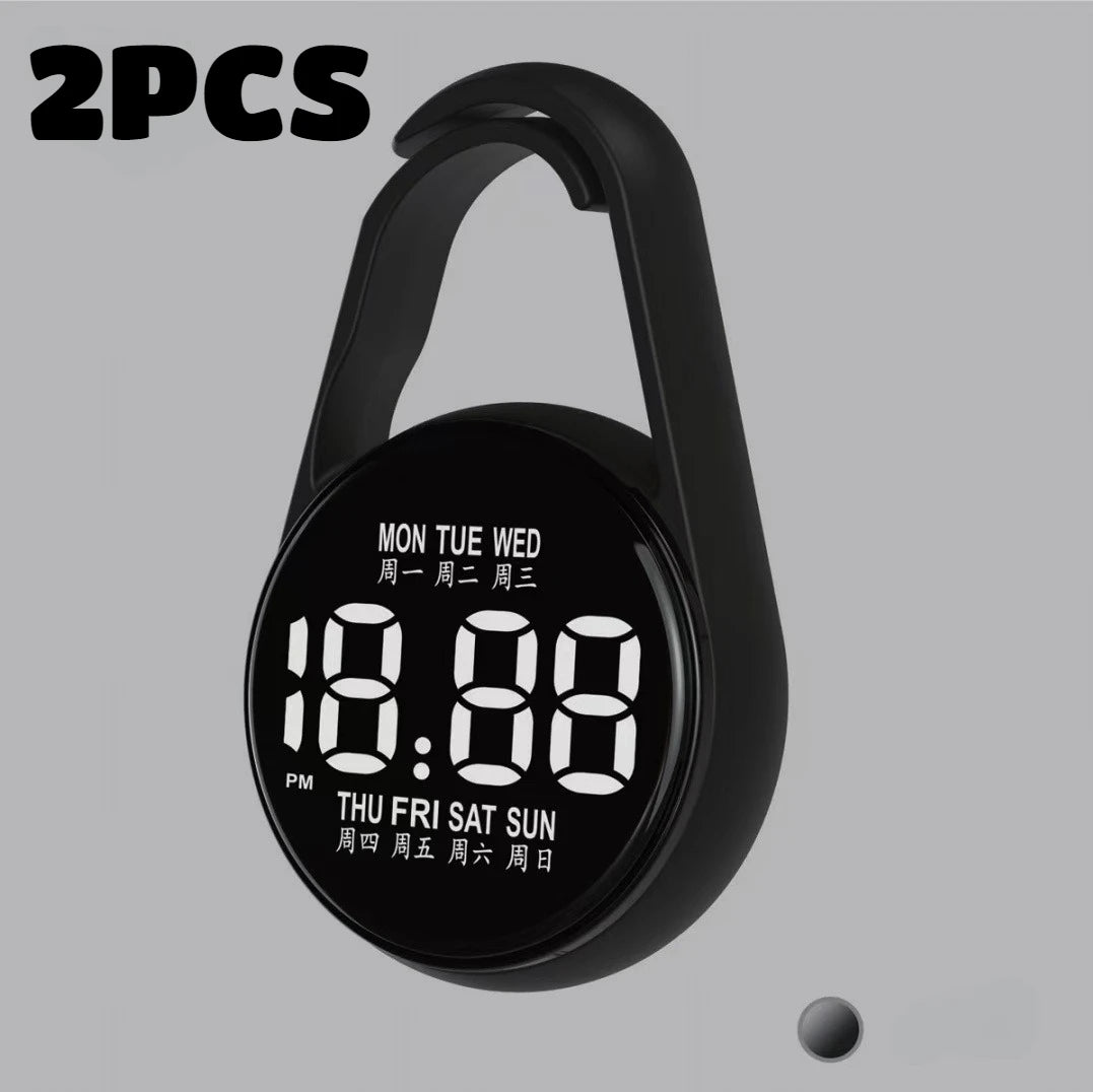 2PC LED Digital Hanging Pocket Watch Waterproof Luminous Carabiner Clock - 15