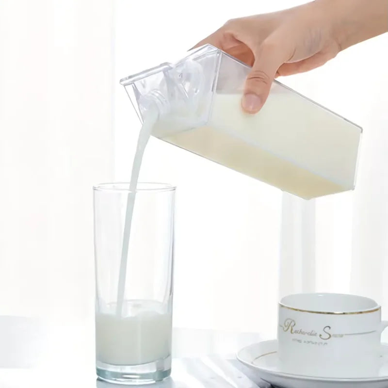 Transparent Milk Box Water Bottle Portable BPA Free Reusable Drink Cup - 4
