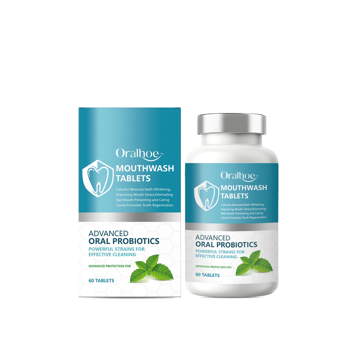 Oralhoe Probiotic Mouthwash Tablets Teeth Whitening & Mint Breath Fresh