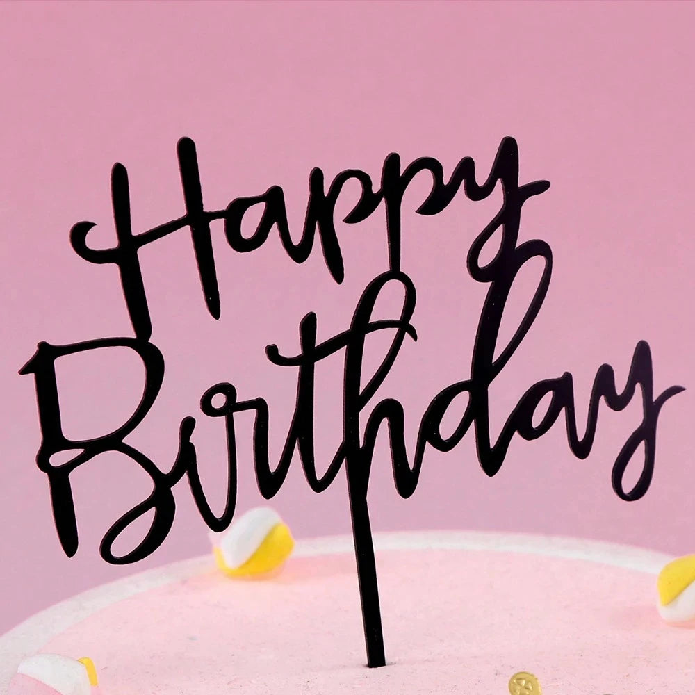 Happy Birthday Cake Topper Set Acrylic Party Dessert Decoration Supplies - 5