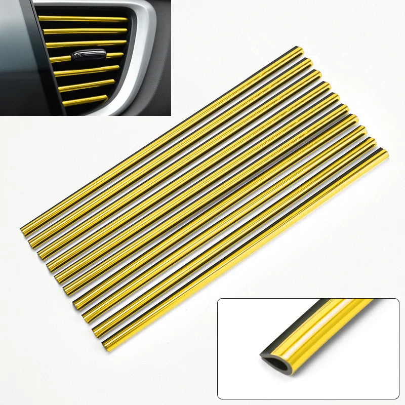 10pc Car Air Vent Trim Strips U-Shaped Interior Decorative Molding - 13