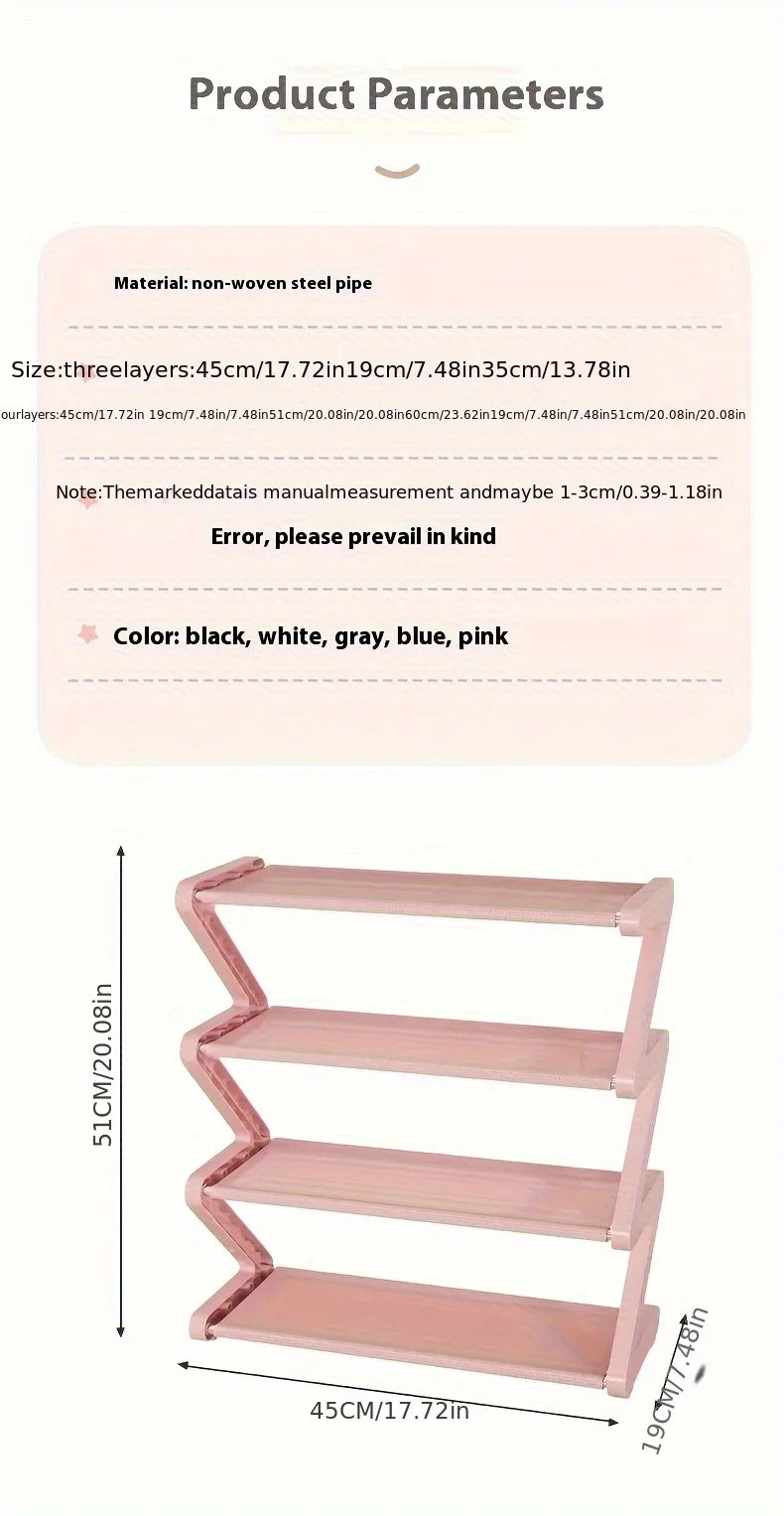 4-Tier Z-Shaped Shoe Rack Compact Storage Organizer for Dorms and Entryway