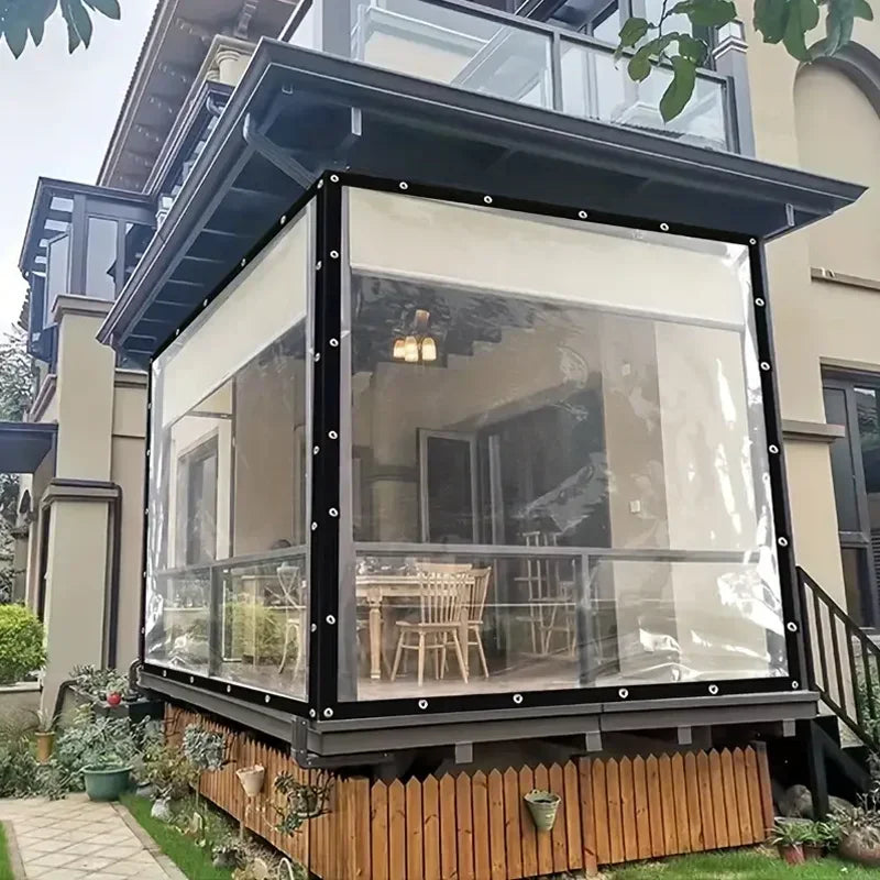 Clear Vinyl Tarp Outdoor Privacy Curtain Weatherproof Patio Enclosure - 10