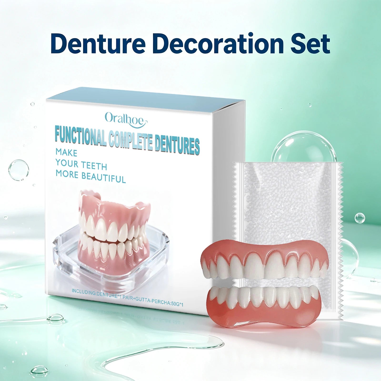 Oralhoe Cosmetic Denture Set Upper and Lower False Teeth - 1