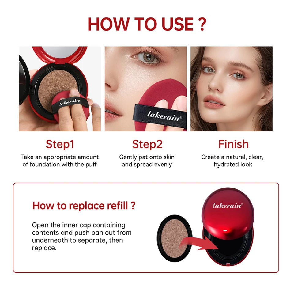 Waterproof Cushion Foundation Refill Long Lasting Korean Makeup CC Cream - 12