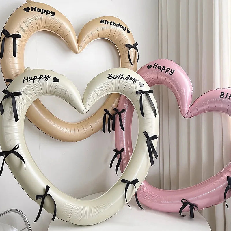 Heart Shaped Happy Birthday Photo Frame Balloon Romantic Party Prop