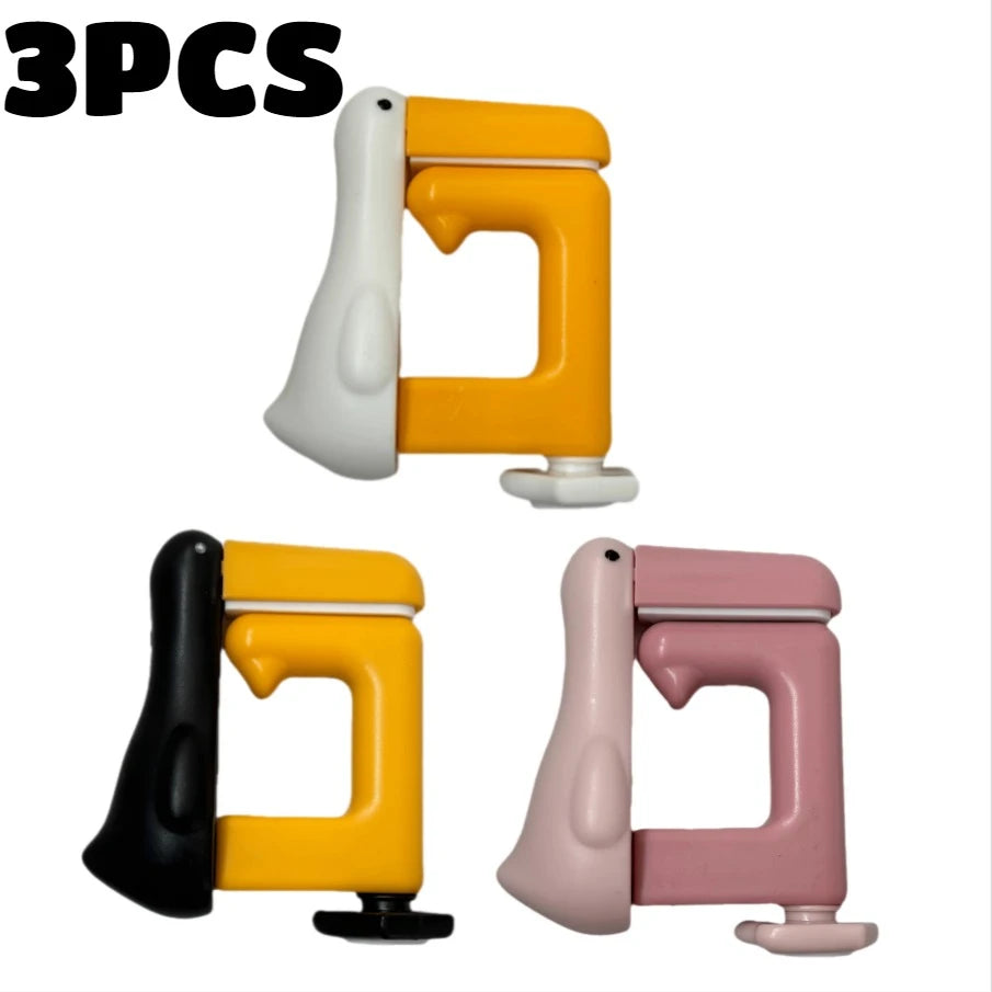 3pcs Thinking Duck Desk Hook Portable Schoolbag Hanger Table Clip
