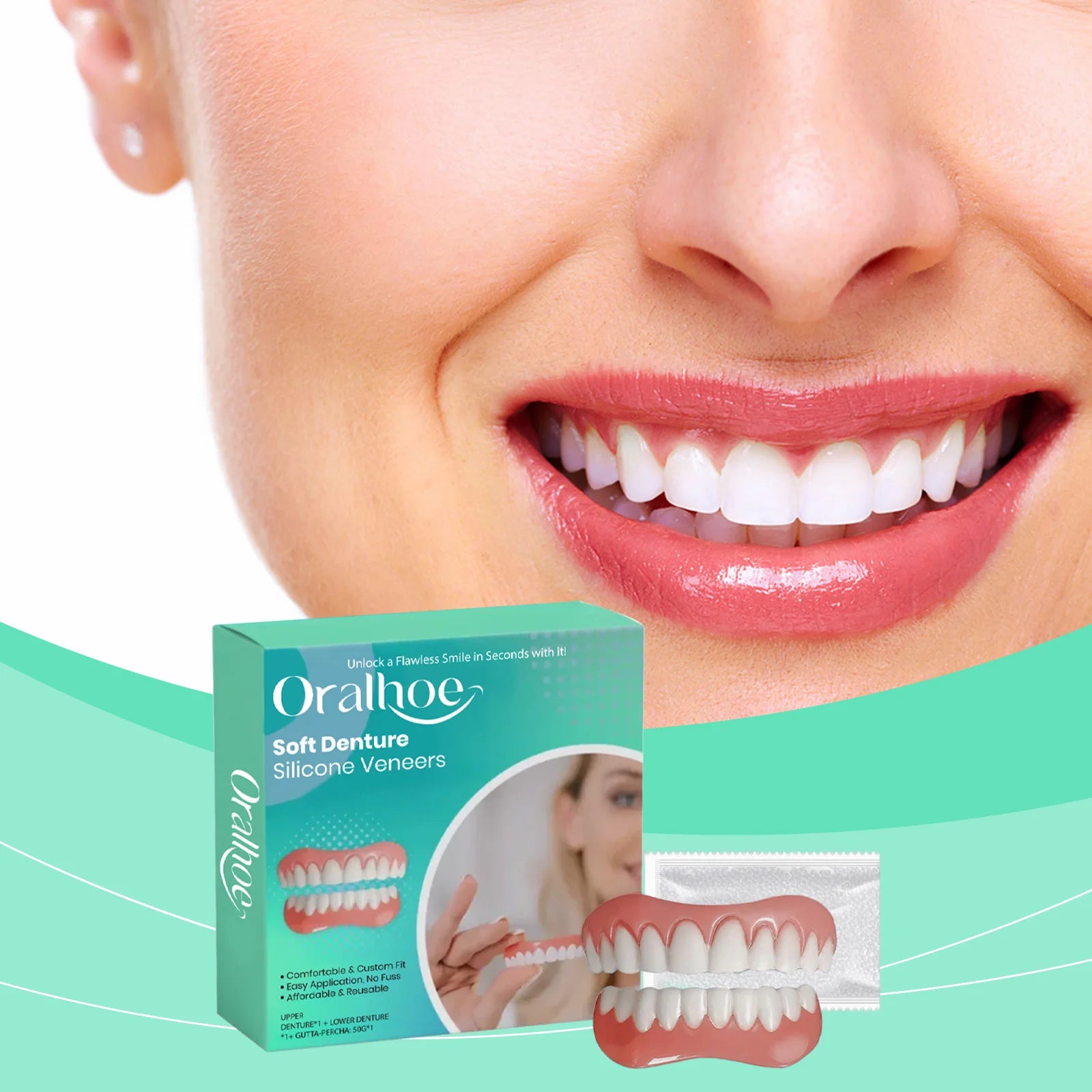 Silicone Dentures False Teeth Full Set Reline Kit - 7