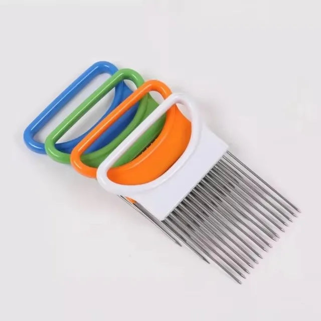 Stainless Steel Onion Holder Slicer Vegetable Fruit Cutting Assistant Tool