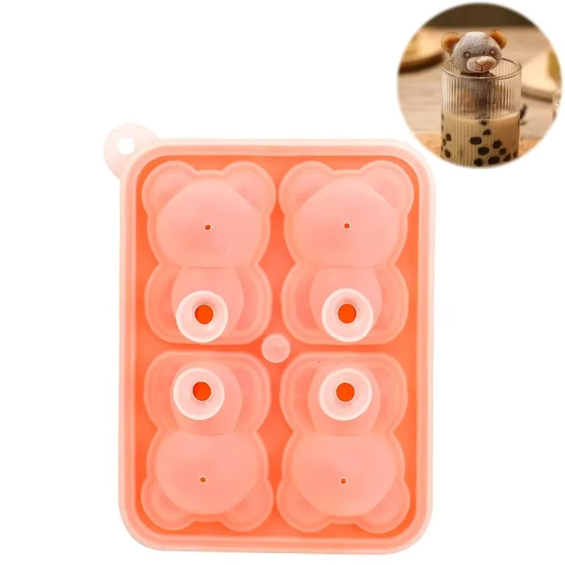 Cute Bear Silicone Ice Cube Tray Mold for Whiskey Coffee and Cocktails - 14