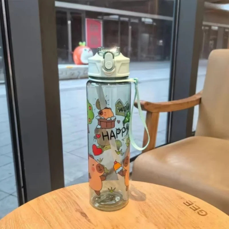 Capybara Water Bottle Leakproof Sippy Cup for Sports and Camping