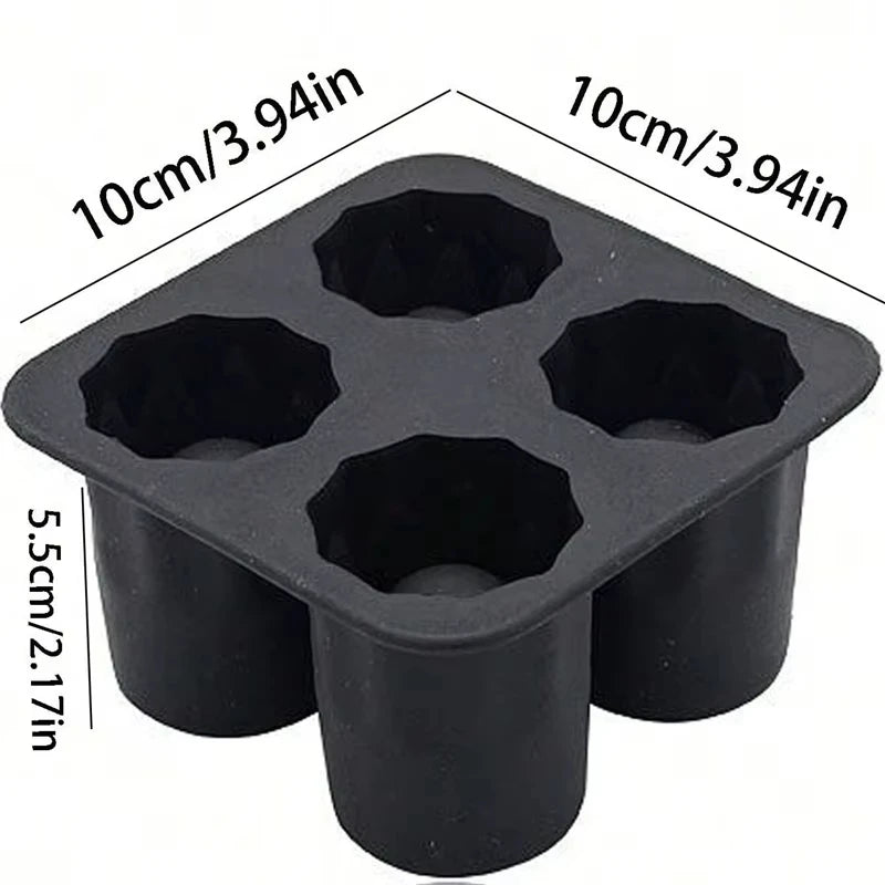 4 Cup Silicone Ice Shot Glass Mold Tray for Whiskey and Cocktails - 8