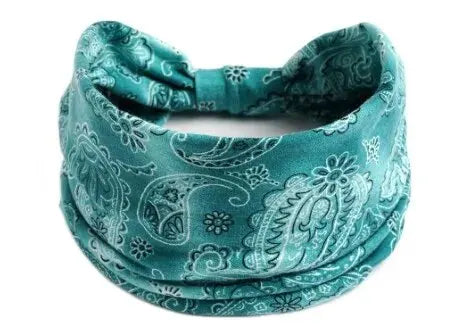 Women's Elastic Sweat Headband Boho Paisley Hair Wrap for Sports Yoga