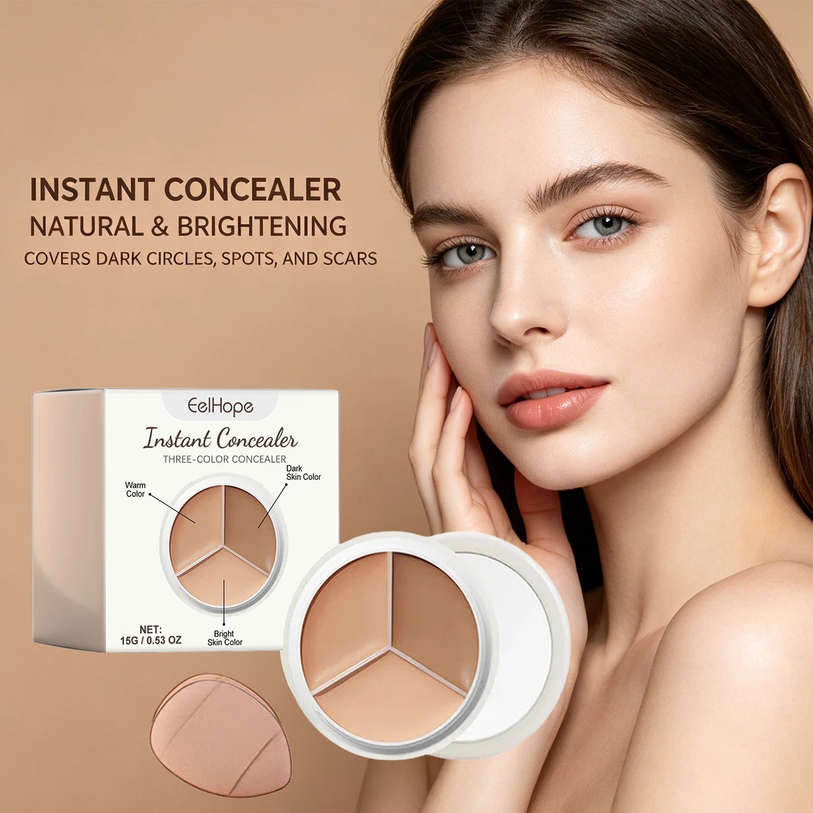3-Color Cream Concealer Palette Dark Circle Correcting Makeup - 5