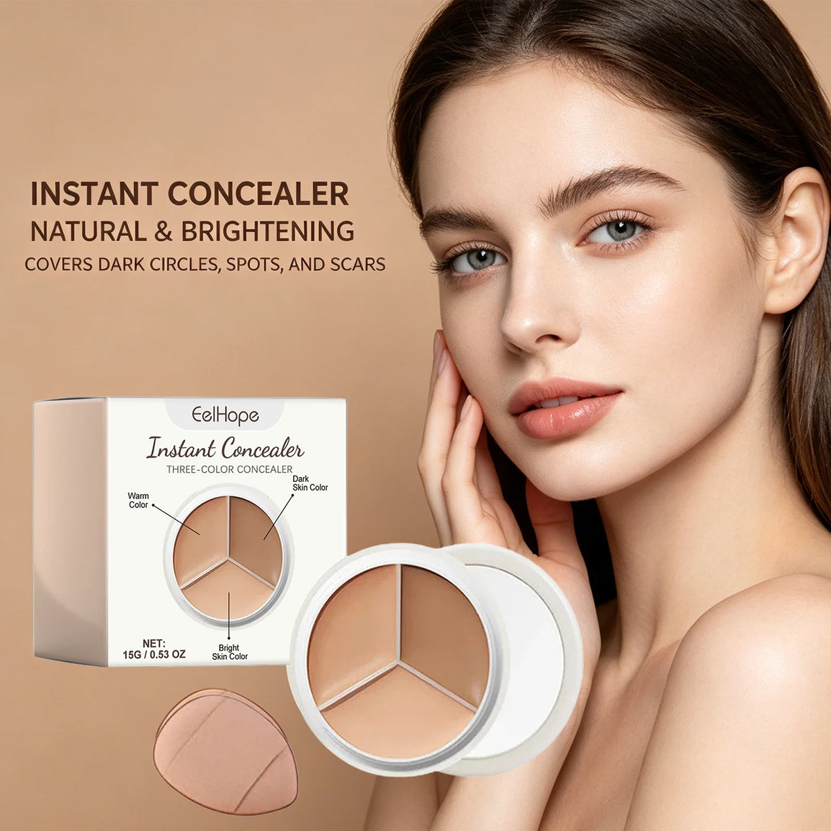 3-Color Cream Concealer Palette Dark Circle Correcting Makeup