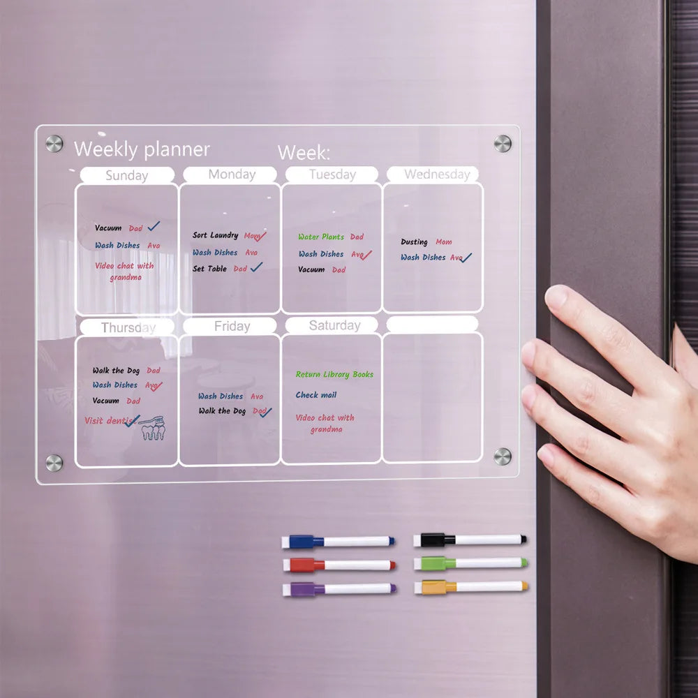 Magnetic Acrylic Fridge Calendar Weekly Planner Dry Erase Board - 5
