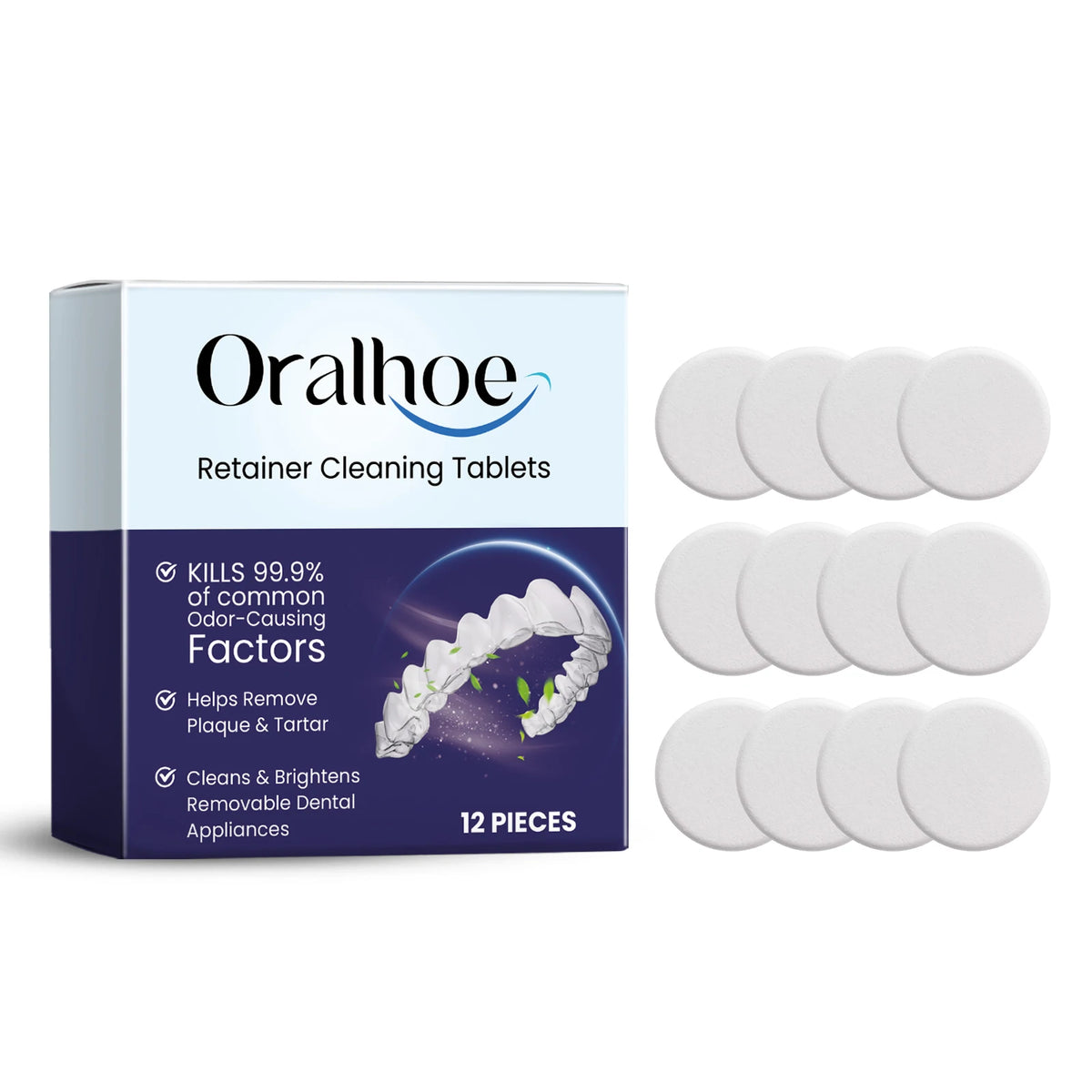 Oralhoe Denture Cleaning Effervescent Tablets Plaque Stain Remover
