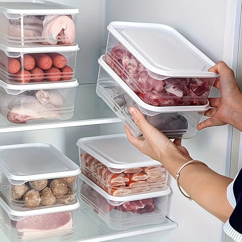 Clear Refrigerator Storage Box Food Preservation Kitchen Organizer Set - 4