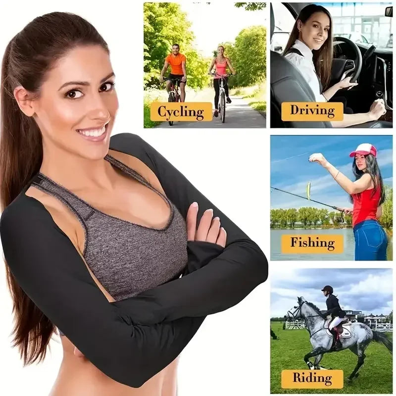 Golf Sun Protection Shawl Sleeves Cycling Arm Warmers Cooling Shrug - 2