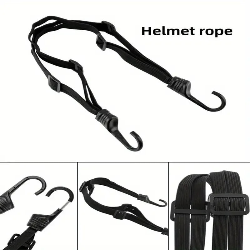 Motorcycle Helmet Cargo Net Adjustable Luggage Bungee Cord Strap - 4