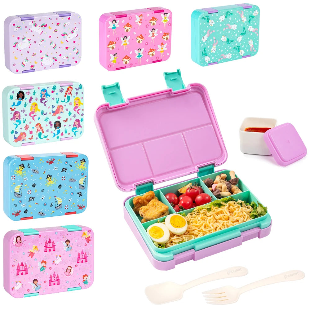 Kids Bento Box Divided Lunch Container Leakproof School Food Box 1180ml - 1