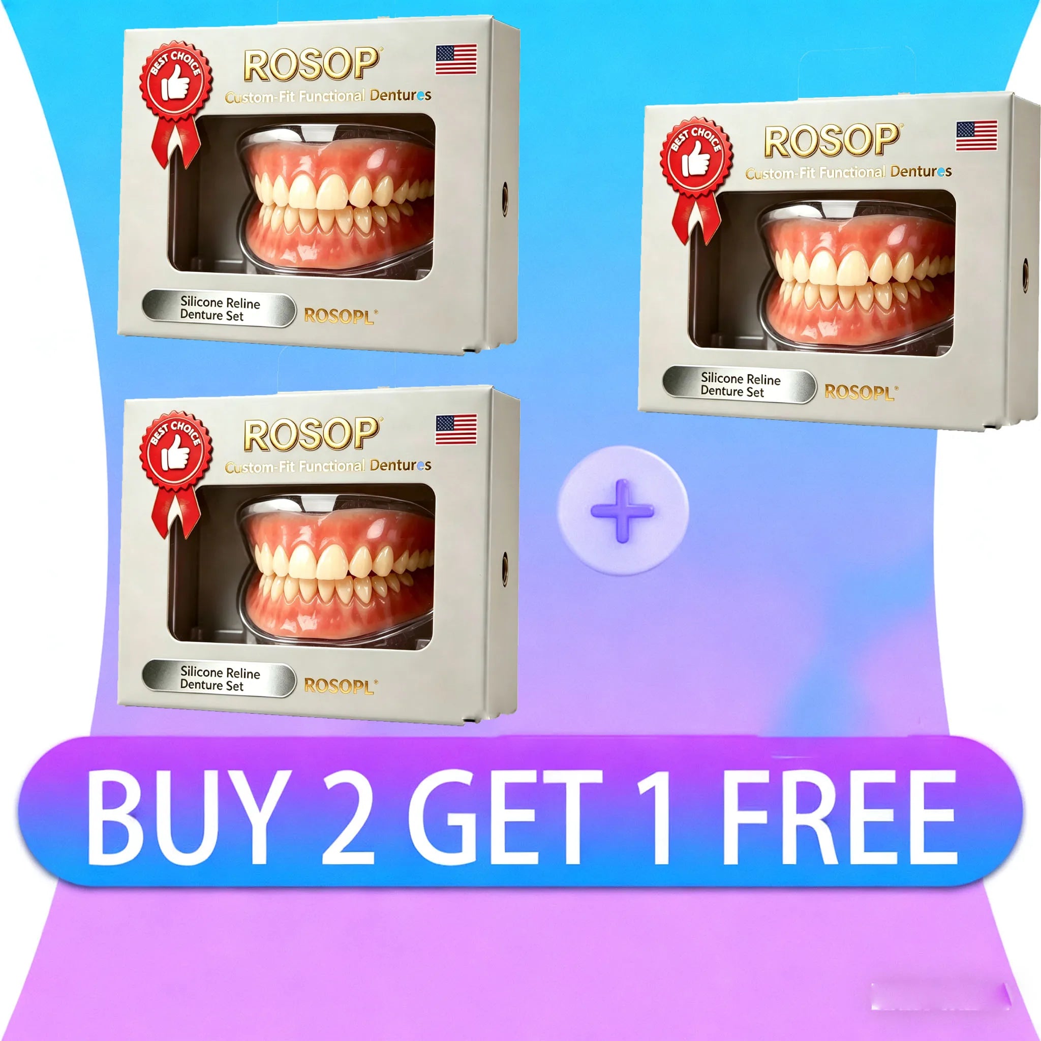 Silicone Denture Kit Upper and Lower Fake Teeth Set - 8