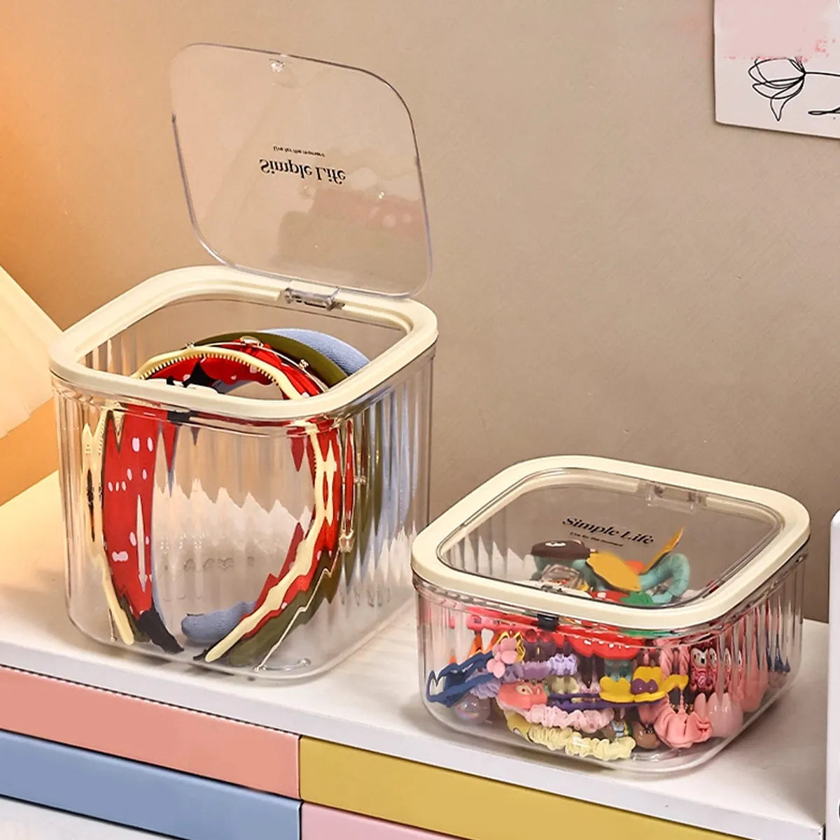 Transparent Hair Accessory Organizer Storage Box for Jewelry and Bows - 7