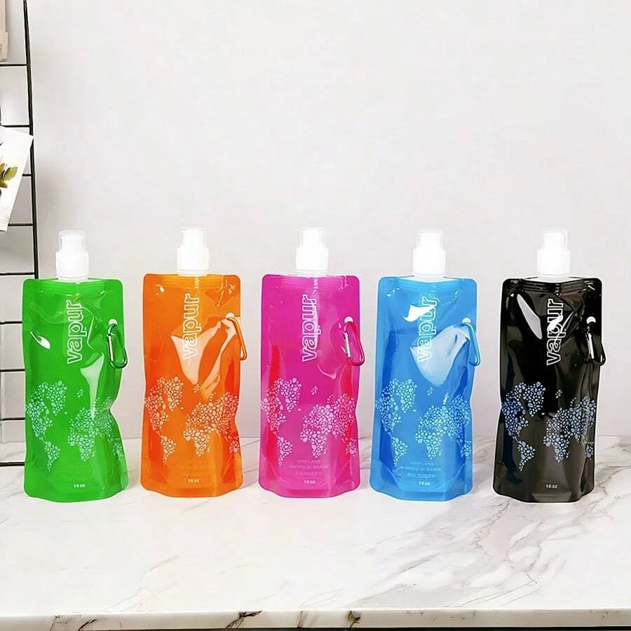 Portable Foldable Water Bag 500ml Soft Flask for Hiking and Camping - 3