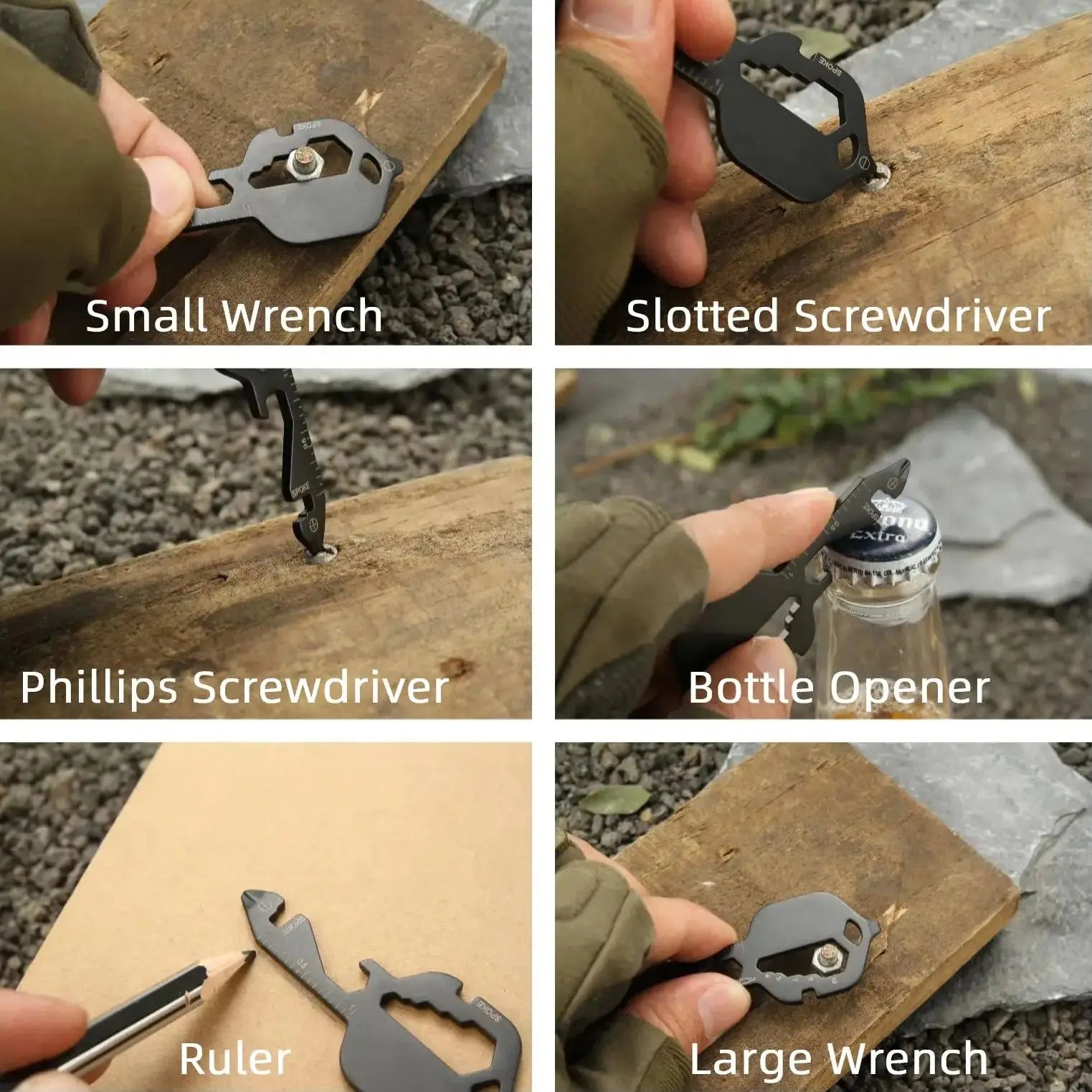 13-in-1 Stainless Steel Keychain Multitool Portable EDC Repair Gadget - 4