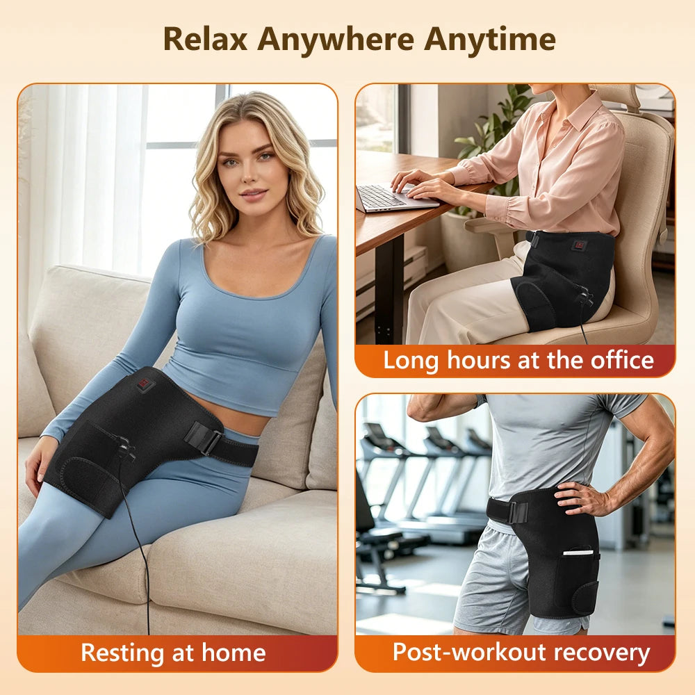 USB Red Light Heating Hip Brace Support Wrap