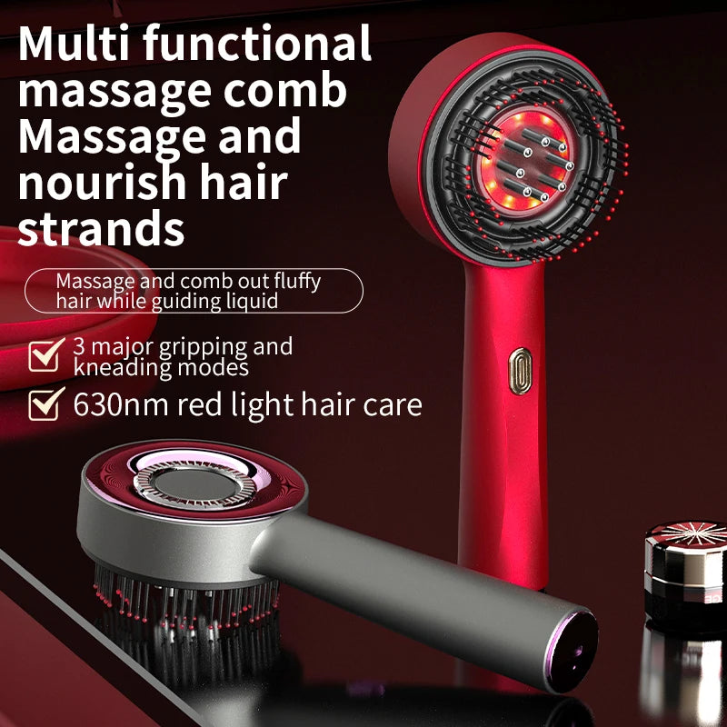 Electric Scalp Massager Hair Growth Oil Applicator Red Light Comb