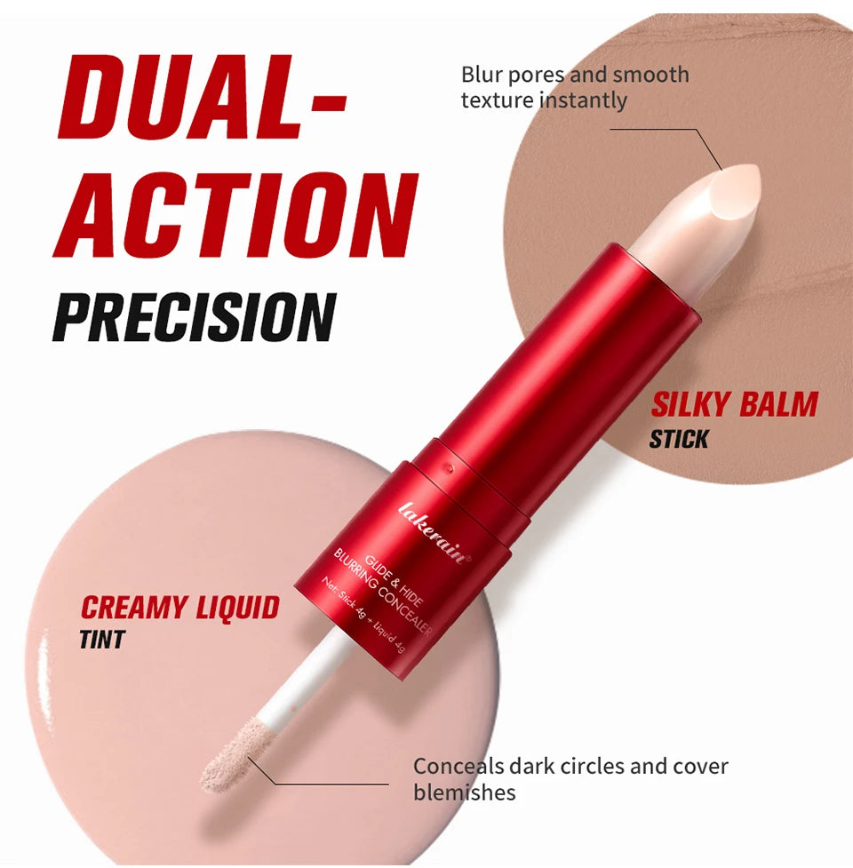 2-in-1 Glide & Hide Blurring Concealer Liquid Foundation Makeup