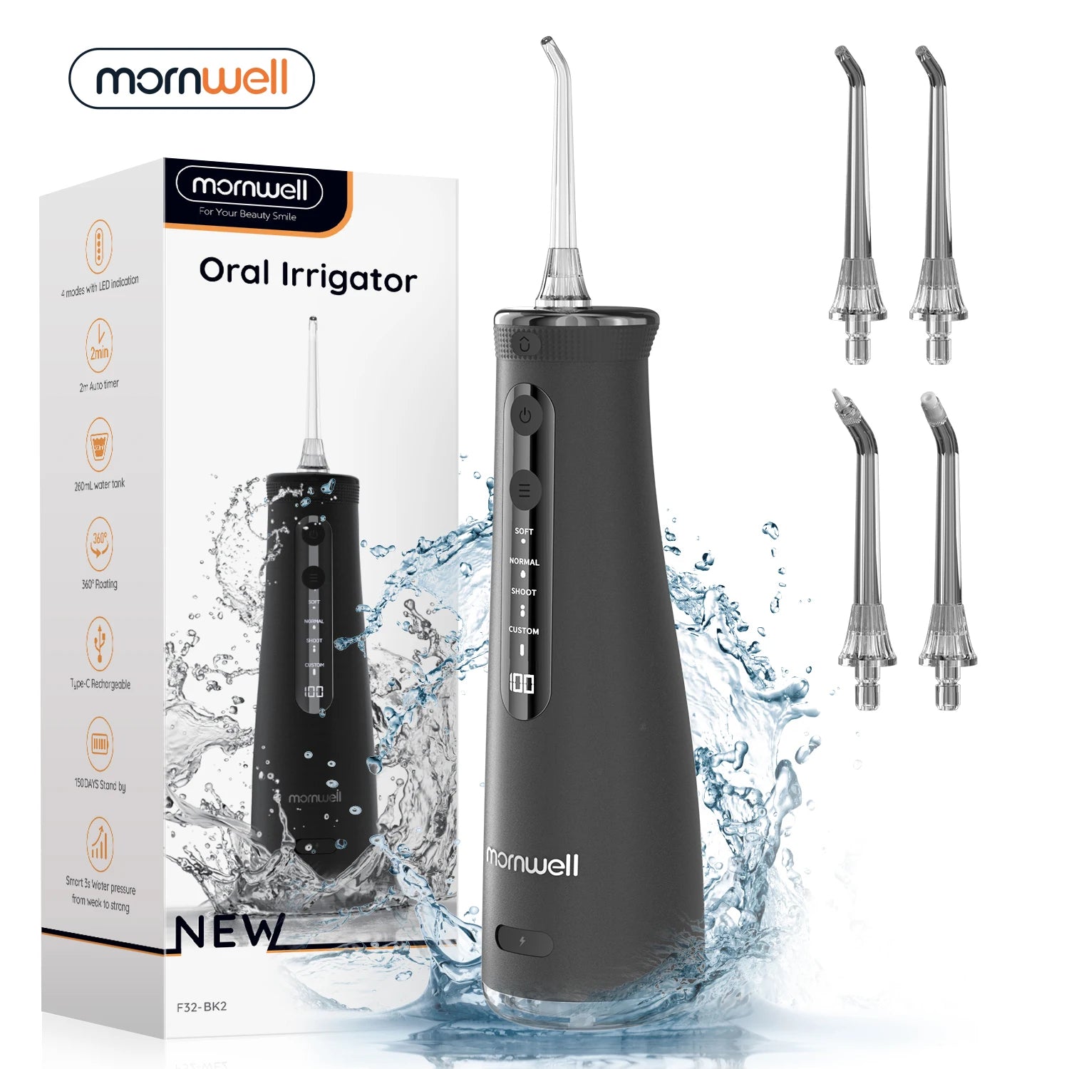 Mornwell F32 Water Flosser Oral Irrigator Teeth Cleaner - 1