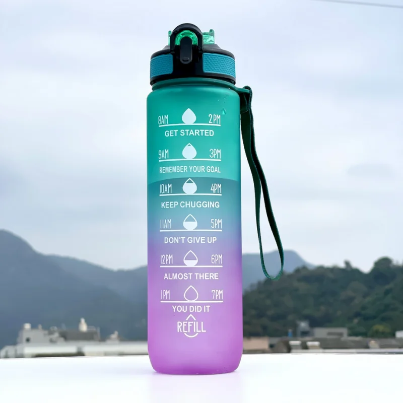 Gradient Sports Water Bottle with Time Marker and Straw Leakproof