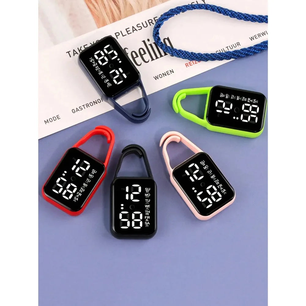 2pcs LED Digital Keychain Watch Portable Touch Screen Fob Pocket Clock