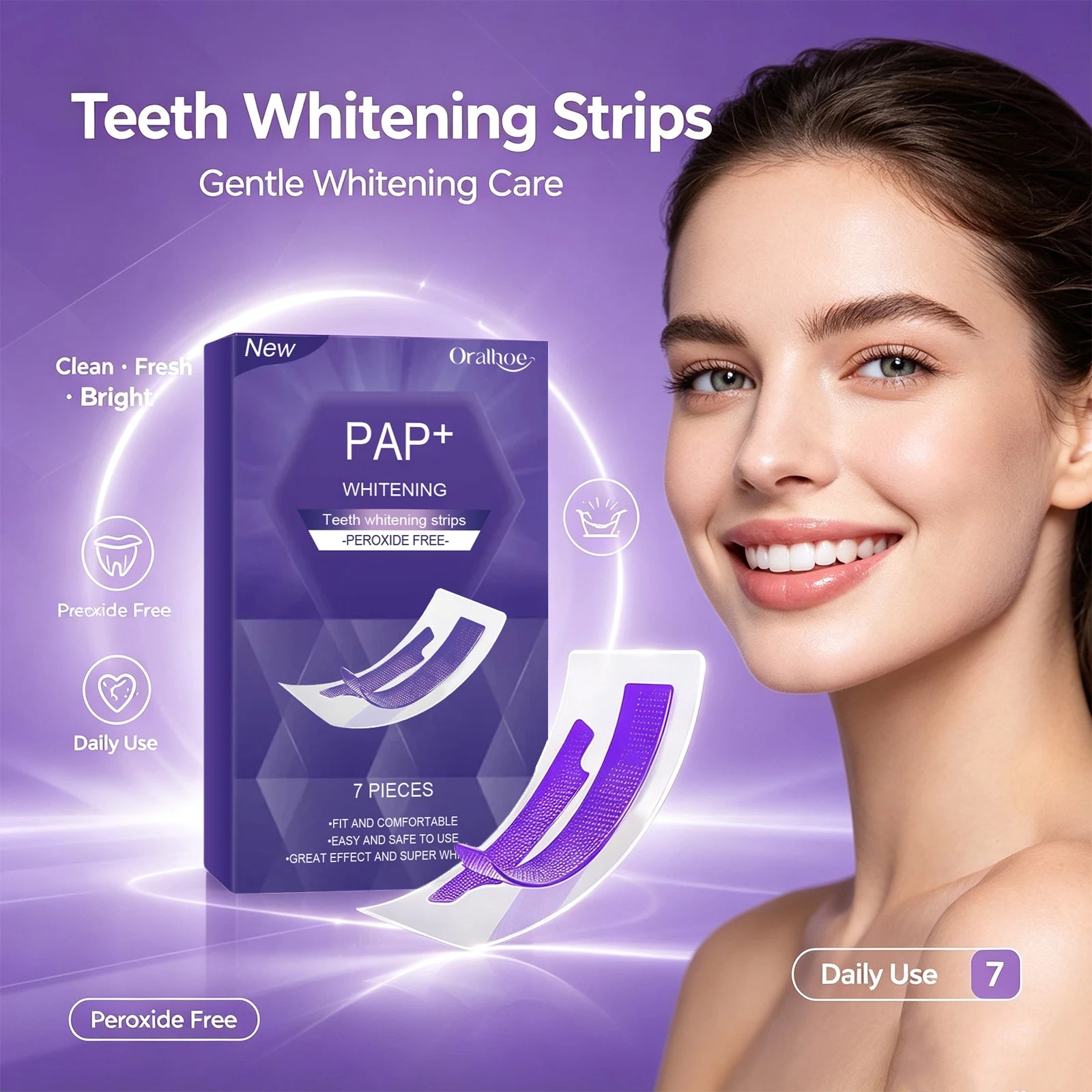 Teeth Whitening Strips Peroxide Free Stain Removal Bleaching Tool - 1