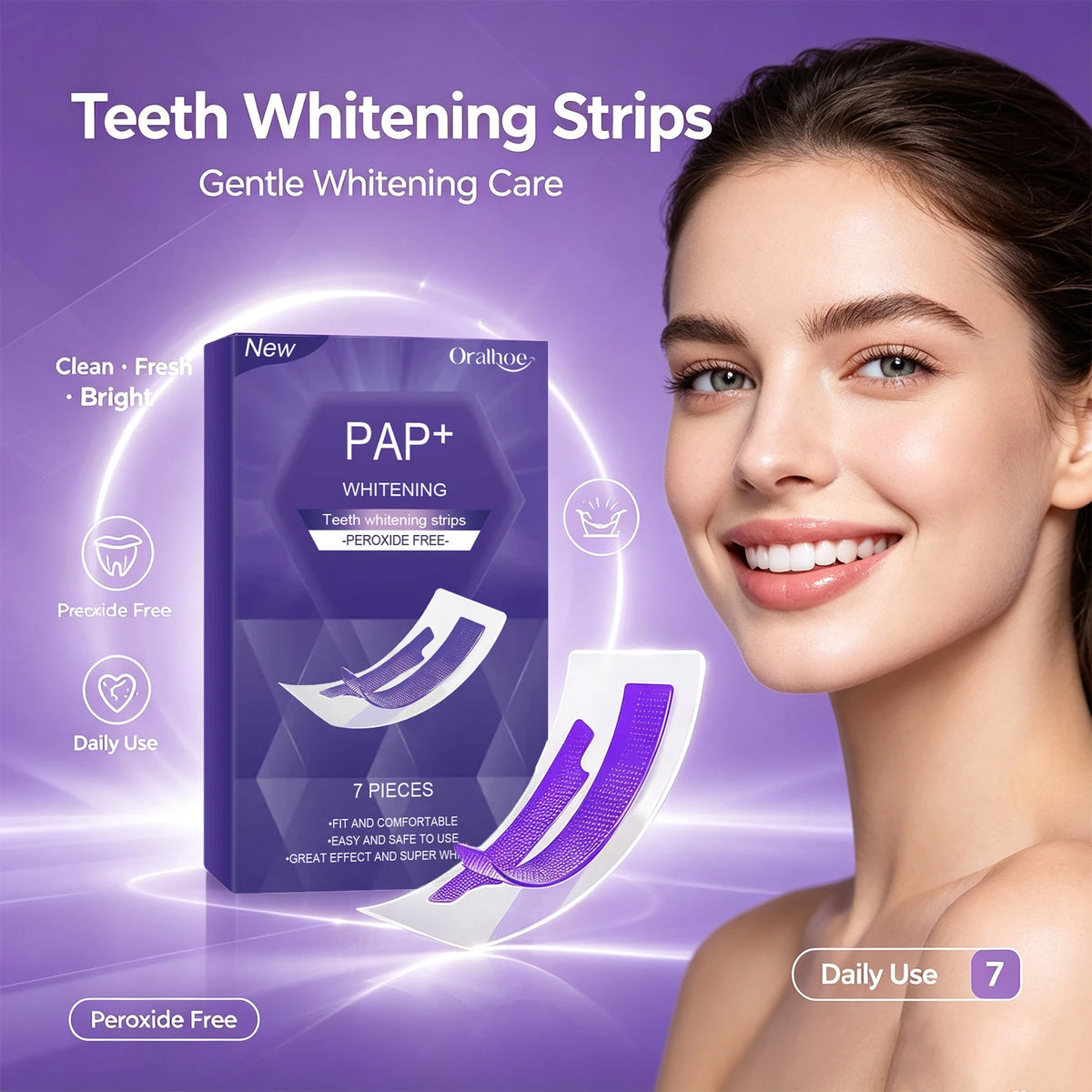 Teeth Whitening Strips Peroxide Free Stain Removal Bleaching Tool