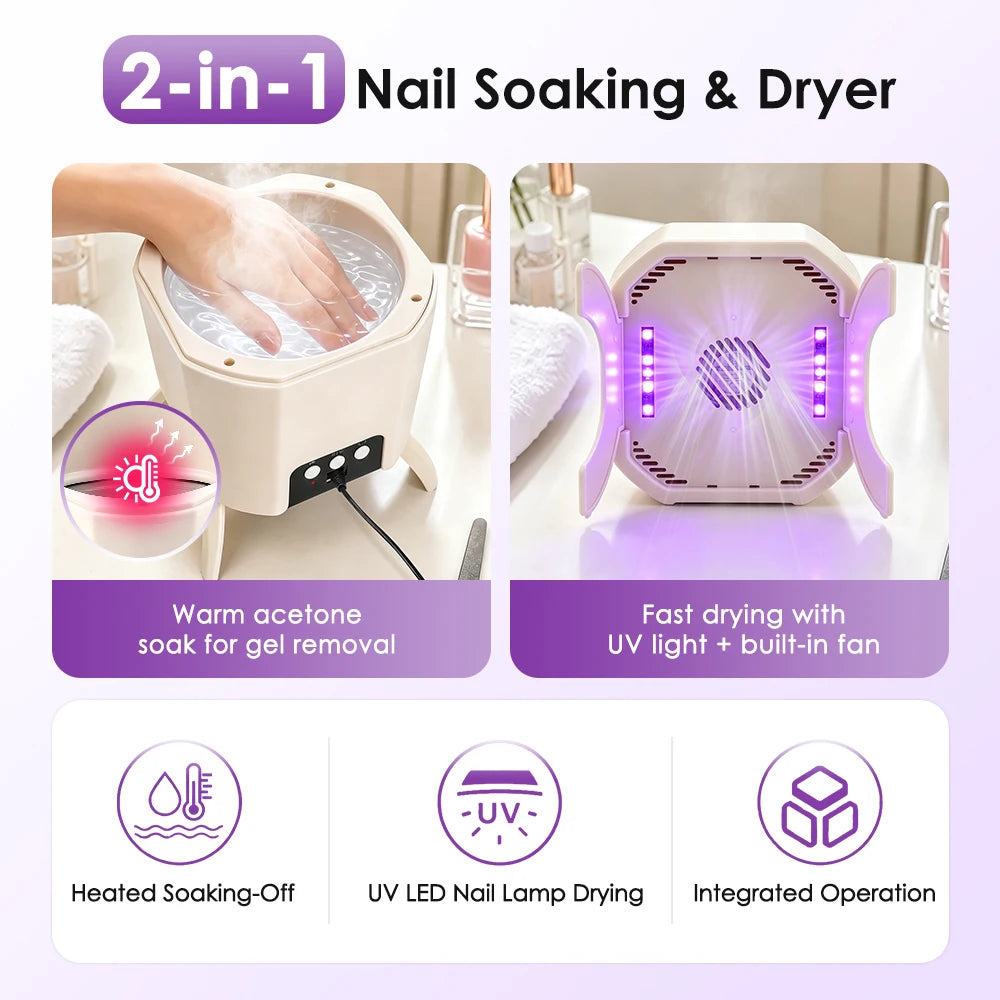 2 in 1 Nail Dryer and Electric Gel Polish Remover Bowl