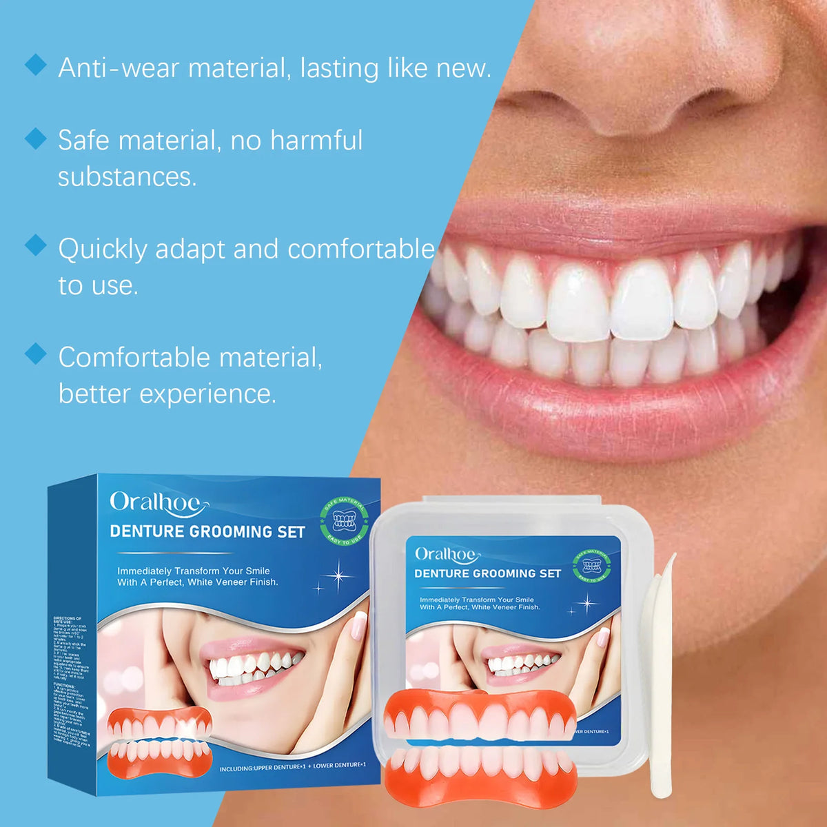 Silicone Dentures Full Set False Teeth Veneers