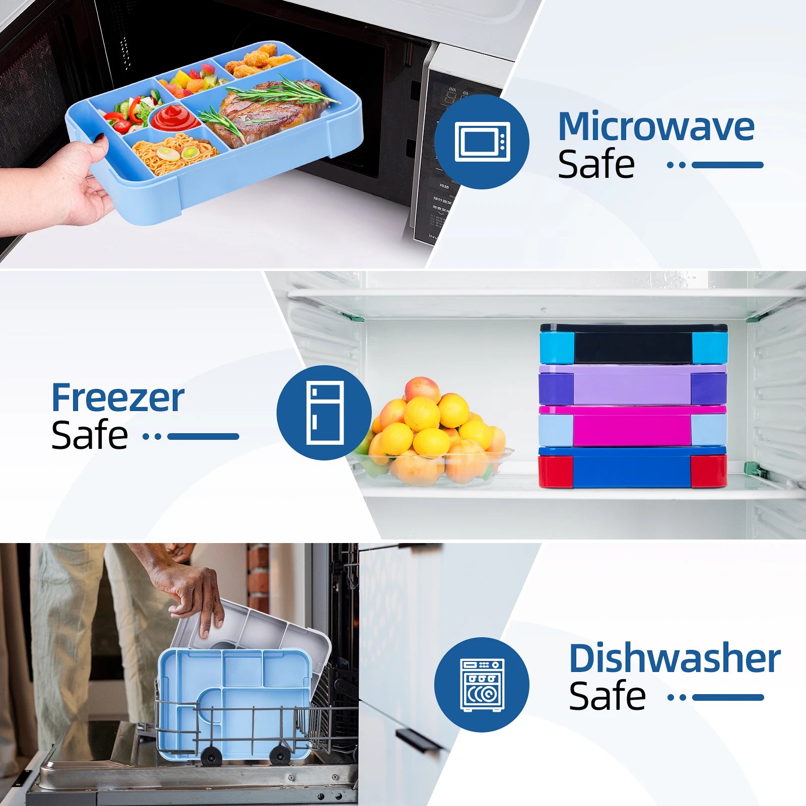 1100ml Leakproof Bento Lunch Box Microwavable Tritan Food Container