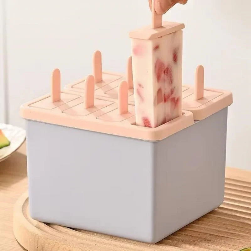 Reusable Popsicle Mold Set Homemade Ice Cream Maker with Lid - 4
