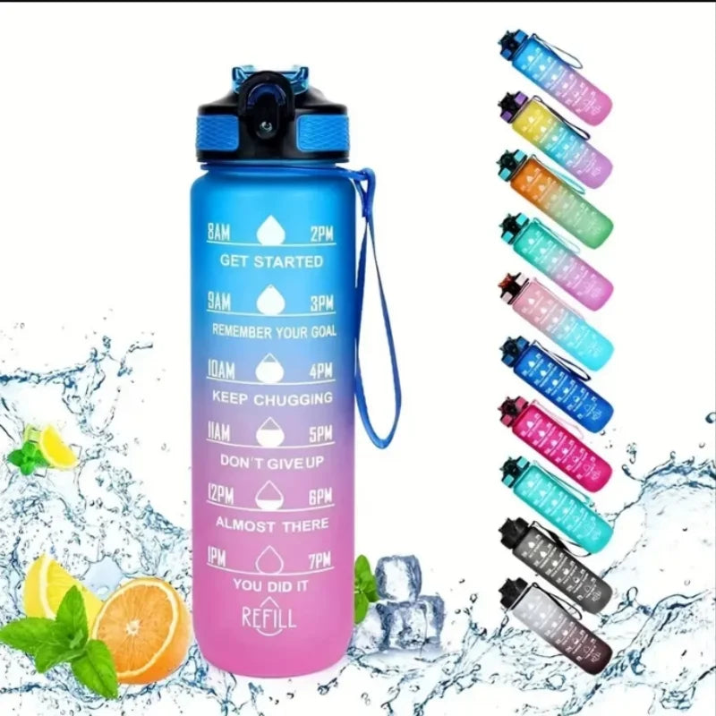 Gradient Sports Water Bottle with Time Marker and Straw Leakproof