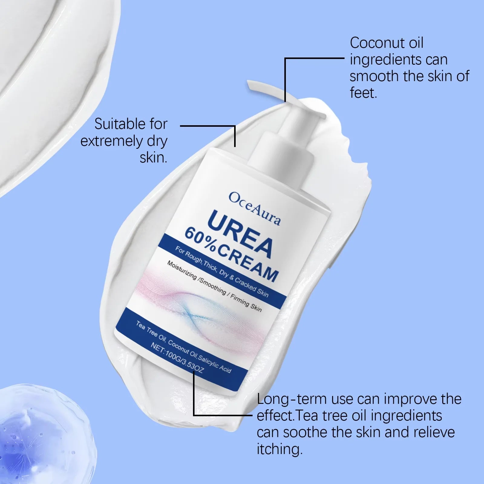 60% Urea Moisturizing Foot Cream Cracked Heel Repair & Callus Remover - 4