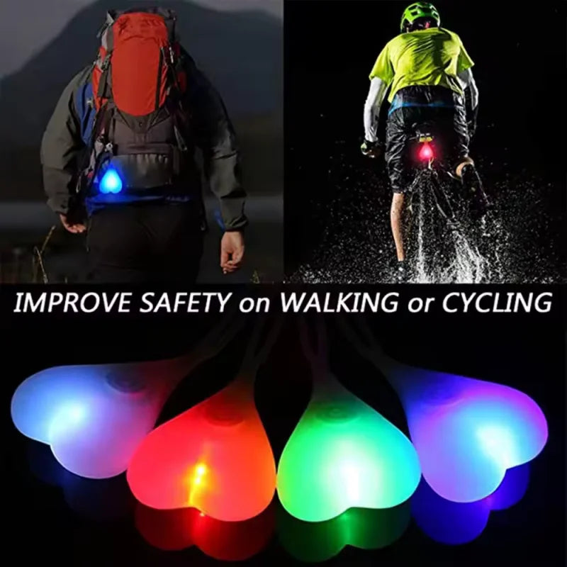LED Bike Tail Light Waterproof Heart Shaped Rear Safety Lamp