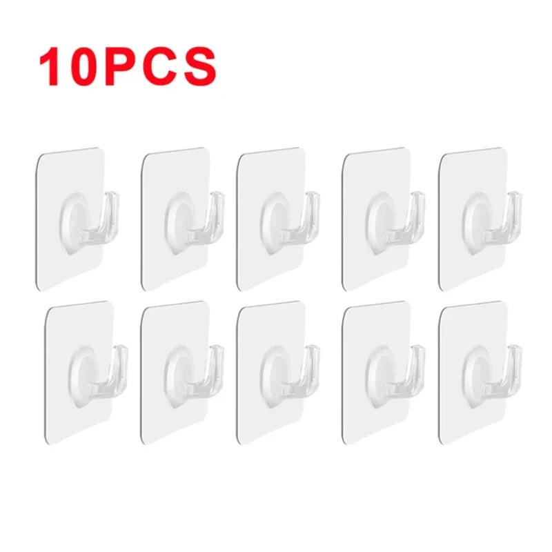 Adhesive Wall Hooks Heavy Duty Clear Non Marking Hangers Set